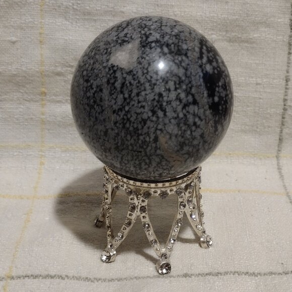 50mm Snowflake Obsidian Sphere - Picture 3 of 6